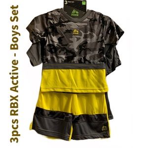 3 Pieces RBX Boy’s Short Set Sports Bundle Yellow Gray 4T